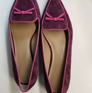 Ann Taylor Shoes, Plum Rose, Pointy Loafer Flat Size 9M Suede
